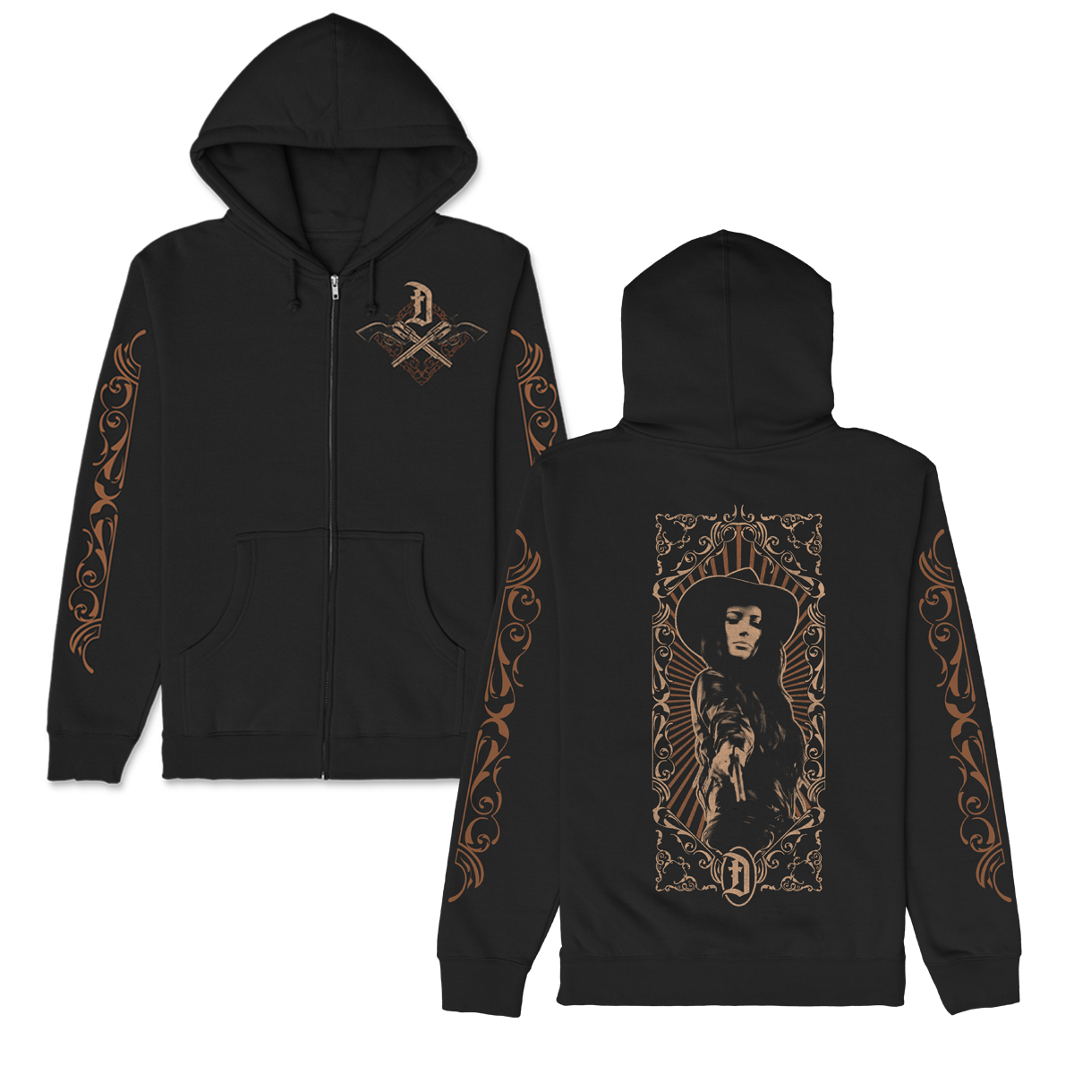 Guns Up Zip Up Hoodie (Black)